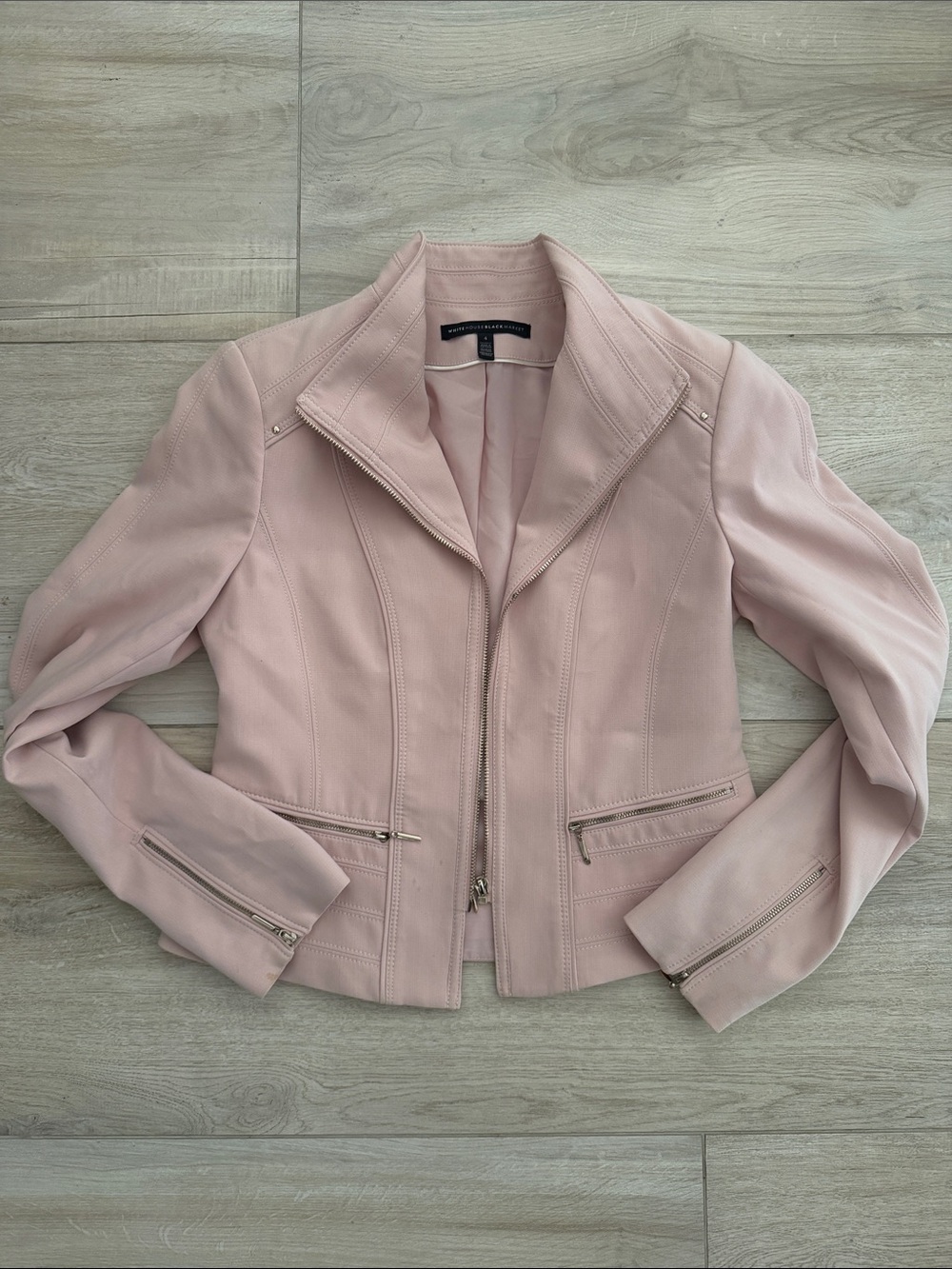 White House Black Market Dusty Pale Pink Moto Jacket